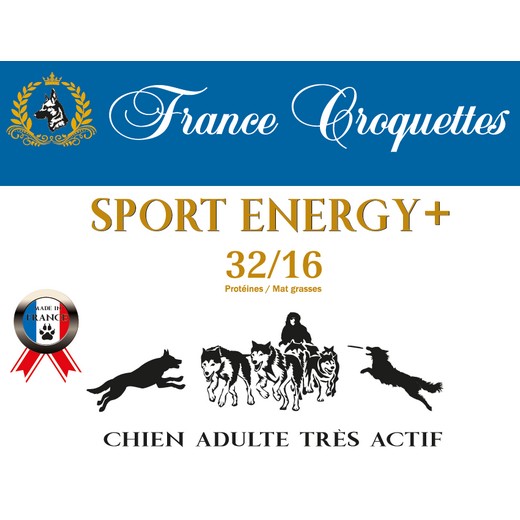 France Croquettes – Energy +  : Energy + 32/16 | Conditionnement : 20 kg France Croquettes