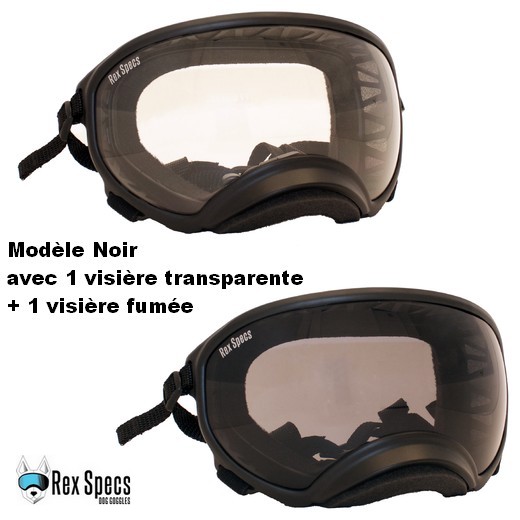Lunette/masque de protection des yeux transparent/fumé pour chien XL noir  (+ de 45 kg) Rex Specs K9 - Zoola