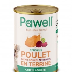 Pâtée pour chien huile de chanvre Viande et petits légumes Pawell sur Geranimo